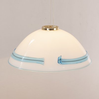 Large Murano Glass White with Turquoise and Black Hot Applications Suspension Lamp, 1980s-MPO-1319320