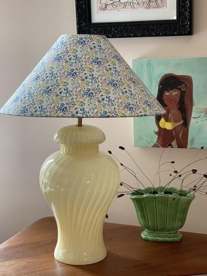 Large Murano Glass Yellow Swirl Table Lamp, 1960s-ARN-934952