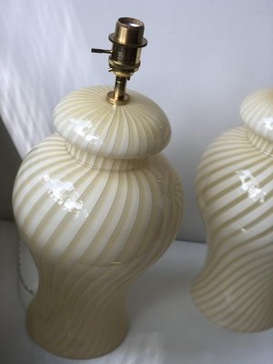 Large Murano Glass Yellow Swirl Table Lamp, 1960s-ARN-934952