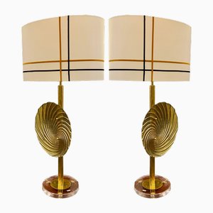 Large Murano Golden Disc Table Lamps, 1920s, Set of 2-RFP-2031433