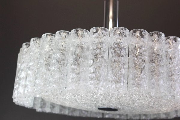 Large Murano Ice Glass Tubes Chandelier from Doria, Germany, 1970s-UGR-1085943