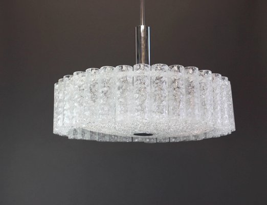 Large Murano Ice Glass Tubes Chandelier from Doria, Germany, 1970s-UGR-1085943