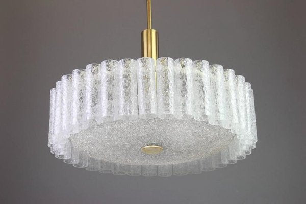 Large Murano Ice Glass Tubes Chandelier from Doria, Germany, 1970s-UGR-1085896