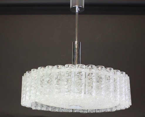 Large Murano Ice Glass Tubes Chandelier from Doria, Germany, 1970s-UGR-1085943