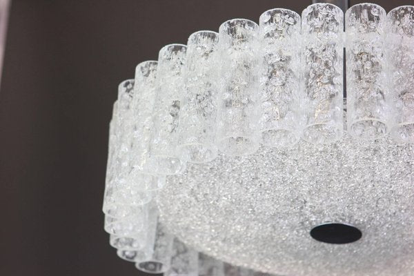 Large Murano Ice Glass Tubes Chandelier from Doria, Germany, 1970s-UGR-1085943