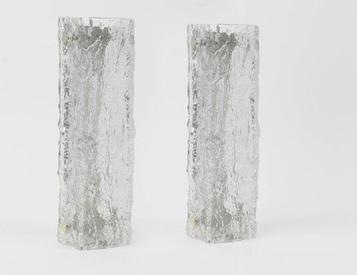 Large Murano Ice Glass Vanity Sconces by Kaiser, Germany, 1970s-UGR-1086278