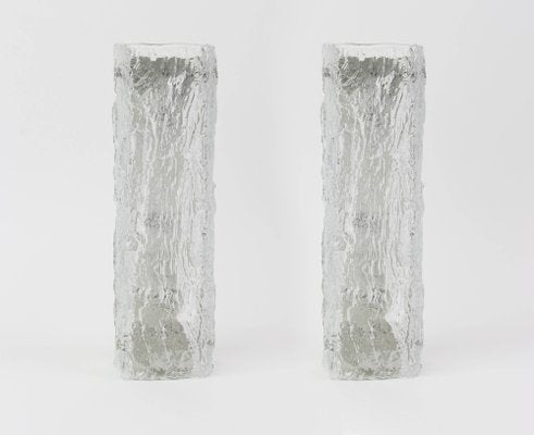 Large Murano Ice Glass Vanity Sconces by Kaiser, Germany, 1970s-UGR-1086278