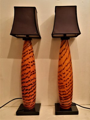 Large Murano Table Lamps with Tiger Pattern Glass by Gino Cenedese, Set of 2-AWL-1100658