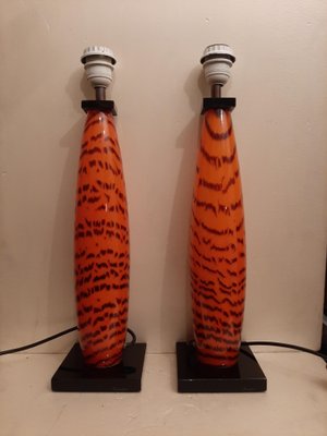 Large Murano Table Lamps with Tiger Pattern Glass by Gino Cenedese, Set of 2-AWL-1100658