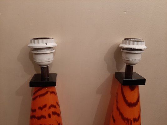 Large Murano Table Lamps with Tiger Pattern Glass by Gino Cenedese, Set of 2-AWL-1100658