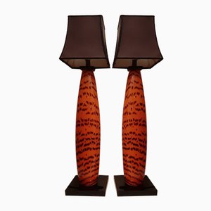 Large Murano Table Lamps with Tiger Pattern Glass by Gino Cenedese, Set of 2-AWL-1100658