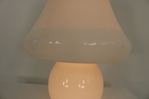 Large Mushroom Table Lamp in White Murano Glass from De Majo, 1960s-AA-1764647