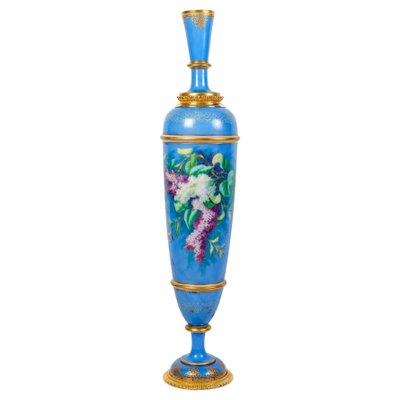 Large Napoleon III Baccarat Opaline Vase in Gilt Bronze Mount-WFS-1724480