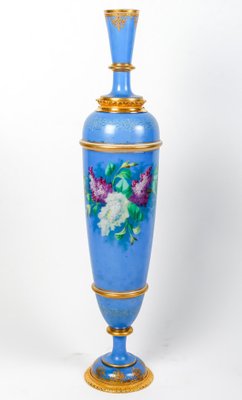 Large Napoleon III Baccarat Opaline Vase in Gilt Bronze Mount-WFS-1724480