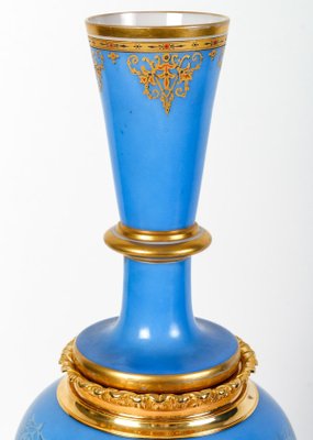 Large Napoleon III Baccarat Opaline Vase in Gilt Bronze Mount-WFS-1724480