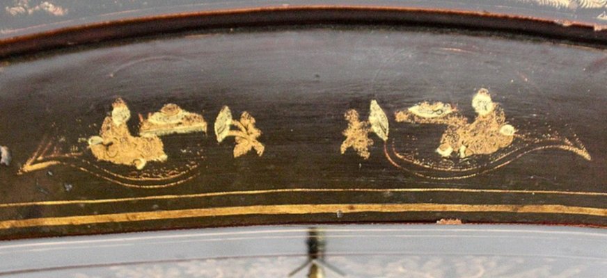 Large Napoleon III Japonaiserie Wooden Box Painted Black, Mid-19th Century-RVK-968588