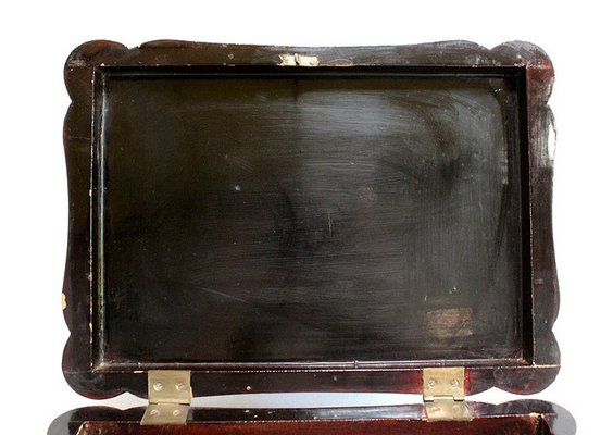 Large Napoleon III Japonaiserie Wooden Box Painted Black, Mid-19th Century-RVK-968588