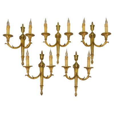 Large Neoclassical Style Bronze Double Arm Wall Sconce, 1970s-KEG-1754987