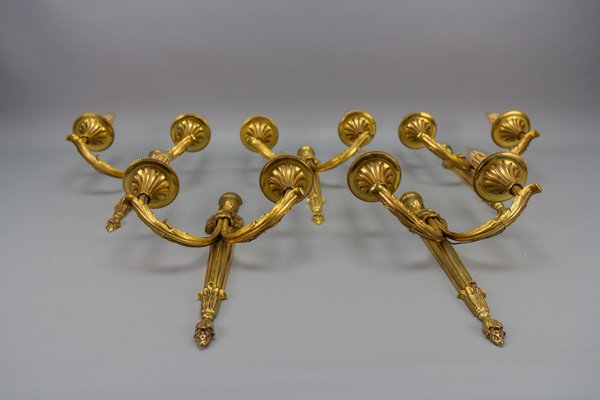 Large Neoclassical Style Bronze Double Arm Wall Sconce, 1970s-KEG-1754987