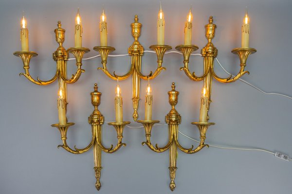 Large Neoclassical Style Bronze Double Arm Wall Sconce, 1970s-KEG-1754987