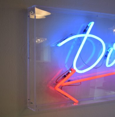 Large Neon Downstairs Sign, 1980s-FB-577685