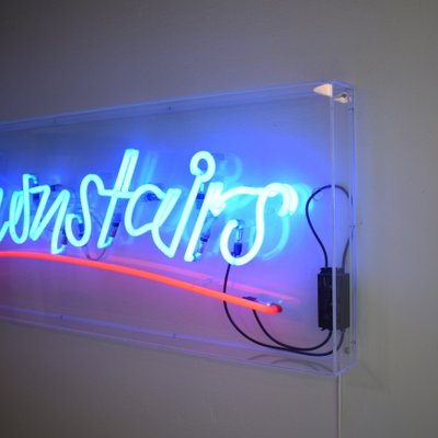 Large Neon Downstairs Sign, 1980s-FB-577685