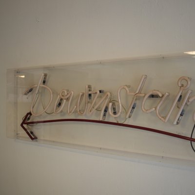 Large Neon Downstairs Sign, 1980s-FB-577685