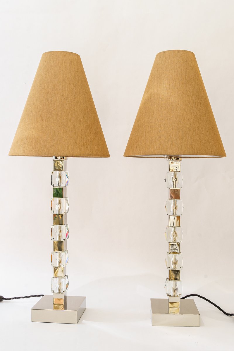 Large Nickel Table Lamps from Bakalowits & Söhne, 1950s, Set of 2