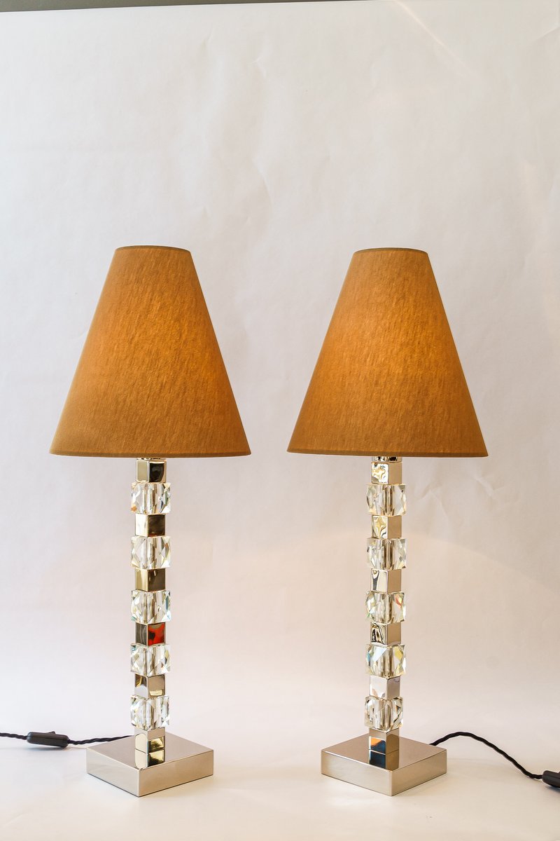 Large Nickel Table Lamps from Bakalowits & Söhne, 1950s, Set of 2