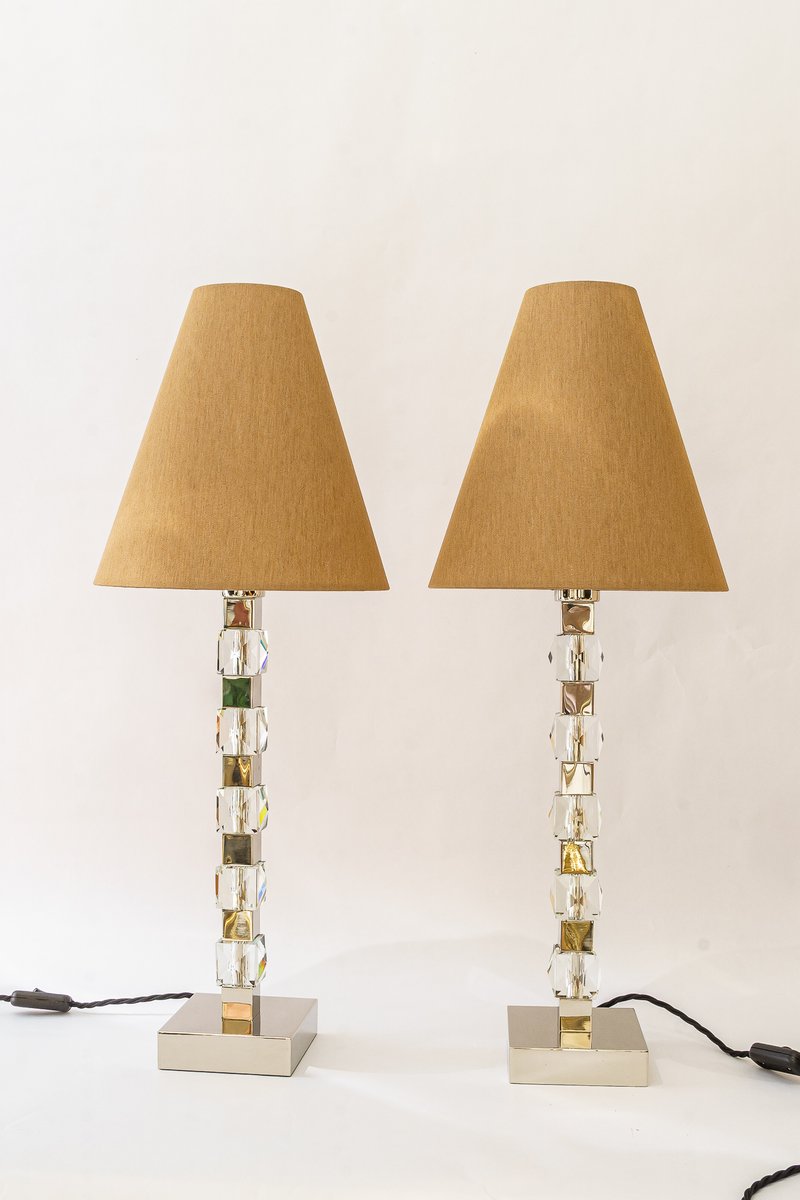 Large Nickel Table Lamps from Bakalowits & Söhne, 1950s, Set of 2