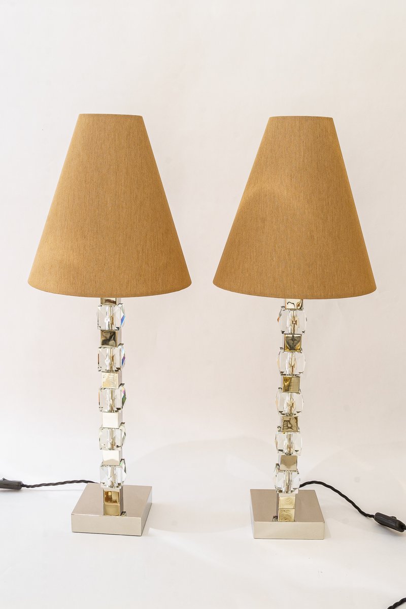 Large Nickel Table Lamps from Bakalowits & Söhne, 1950s, Set of 2