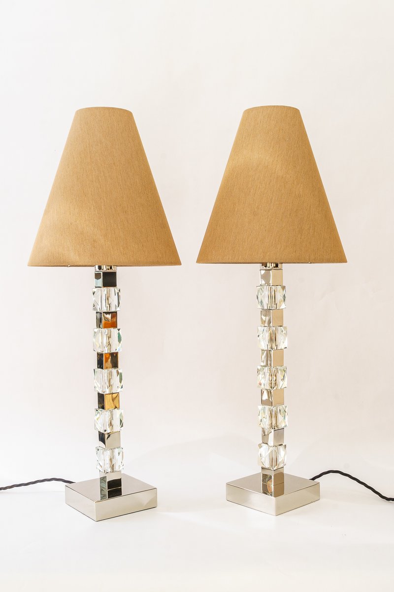 Large Nickel Table Lamps from Bakalowits & Söhne, 1950s, Set of 2