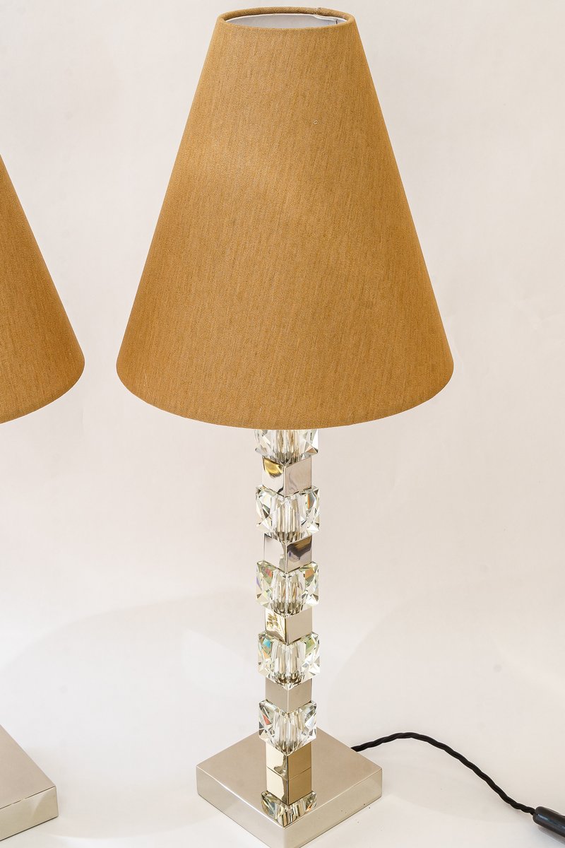 Large Nickel Table Lamps from Bakalowits & Söhne, 1950s, Set of 2