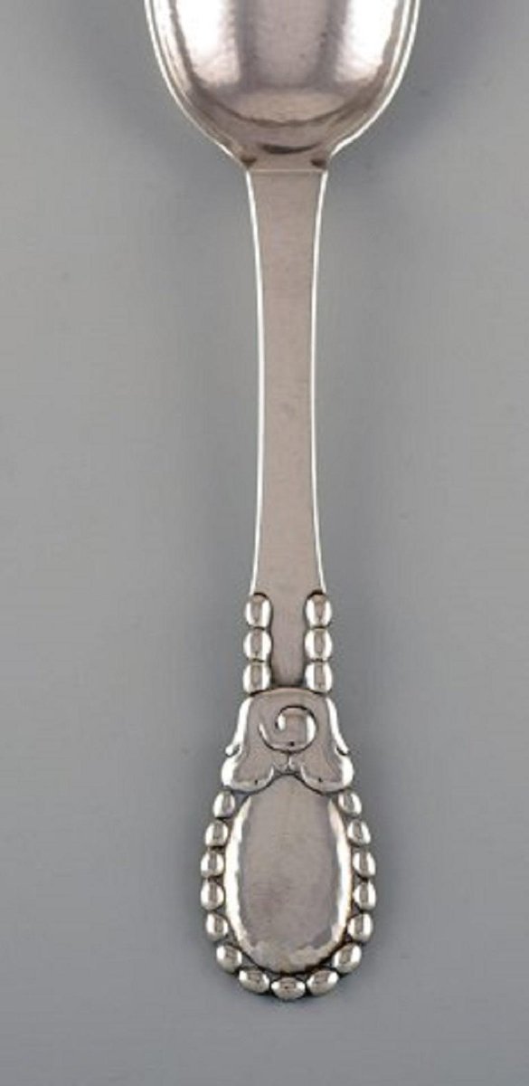 Large Number 13 Tablespoon in Hammered Silver 830 by Evald Nielsen, 1924