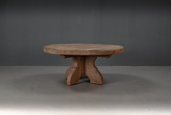 Large Oak Rural Round Coffee Table, 1962-VLO-2028342