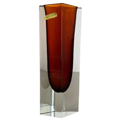 Large Ochre Murano Glass Sommerso Vase by Flavio Poli, 1970s-QZ-1743360