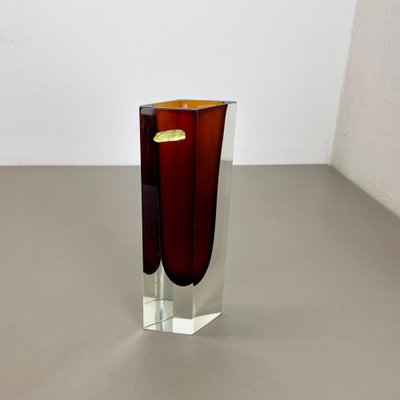 Large Ochre Murano Glass Sommerso Vase by Flavio Poli, 1970s-QZ-1743360