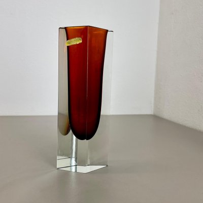 Large Ochre Murano Glass Sommerso Vase by Flavio Poli, 1970s-QZ-1743360