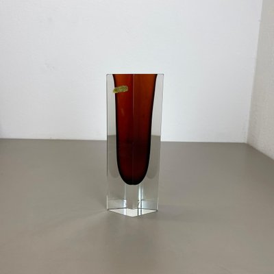 Large Ochre Murano Glass Sommerso Vase by Flavio Poli, 1970s-QZ-1743360