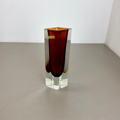 Large Ochre Murano Glass Sommerso Vase by Flavio Poli, 1970s-QZ-1743360