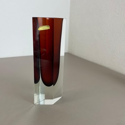 Large Ochre Murano Glass Sommerso Vase by Flavio Poli, 1970s-QZ-1743360