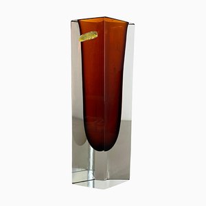 Large Ochre Murano Glass Sommerso Vase by Flavio Poli, 1970s-QZ-1743360