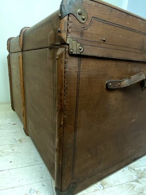 Large Old Travel Trunk Chest Coffee Table, 1900s-WZZ-1153849