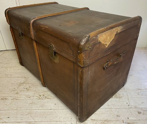 Large Old Travel Trunk Chest Coffee Table, 1900s-WZZ-1153849