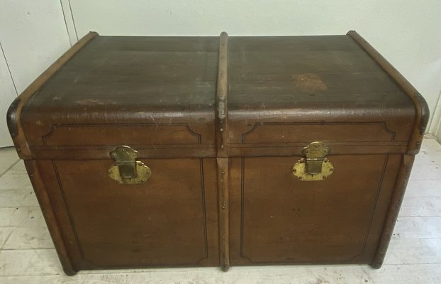 Large Old Travel Trunk Chest Coffee Table, 1900s-WZZ-1153849