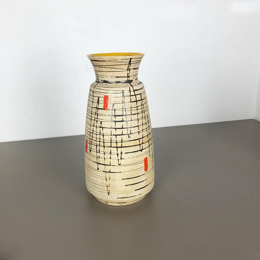 Large Op Art Abstract German Pottery Floor Vase by Bay Ceramics, 1960s