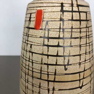 Large Op Art Abstract German Pottery Floor Vase by Bay Ceramics, 1960s