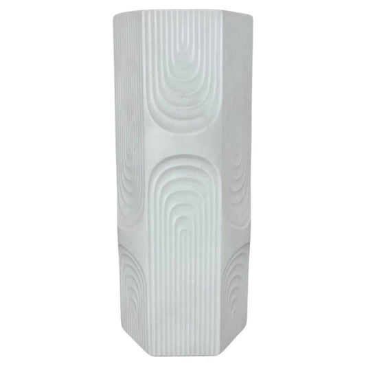 Large Op Art Biscuit Porcelain Vase by AK Kaiser, 1970s