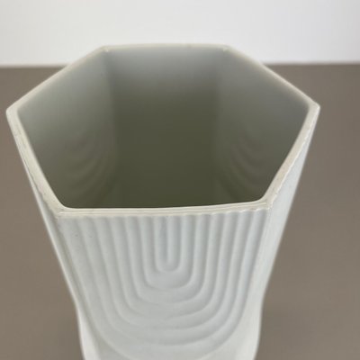 Large Op Art Biscuit Porcelain Vase by AK Kaiser, 1970s