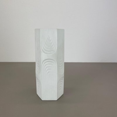 Large Op Art Biscuit Porcelain Vase by AK Kaiser, 1970s